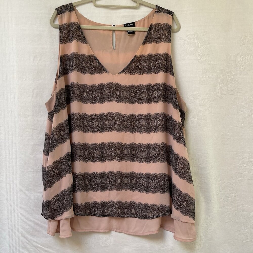 Torrid Sleeveless Blouse Womens 3X Stripes Relax Festival Summer Vacation Travel